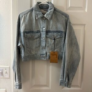 RARE DNM EDIT Studded Cropped Denim Trucker Jacket